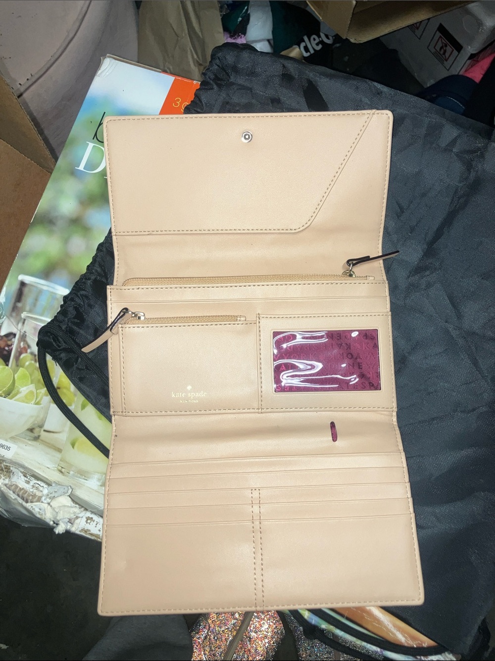 kate spade Leather Continental Wallet with Clear ID Window